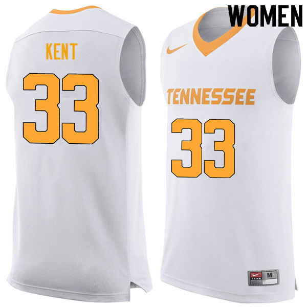 Women #33 Zach Kent Tennessee Volunteers College Basketball Jerseys Sale-White